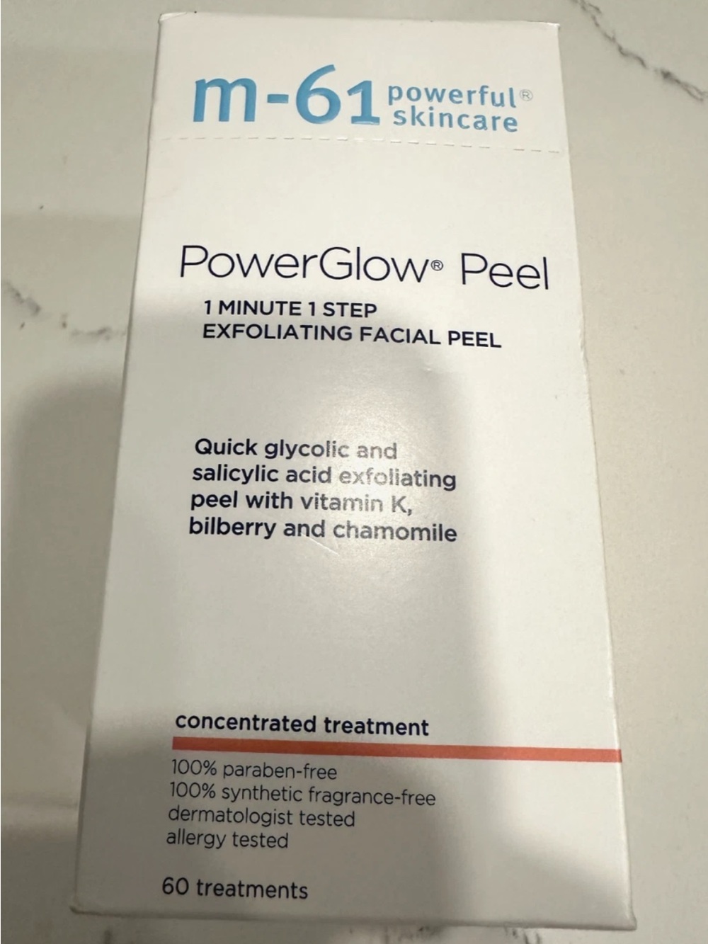 PowerGlow Peel - 1 Minute Exfoliating Facial Peel - New - 60 Count